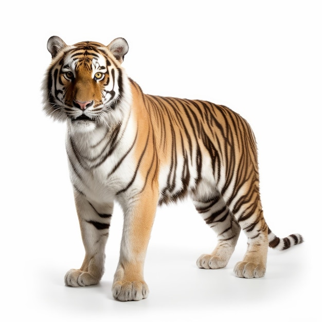 A tiger on a white background