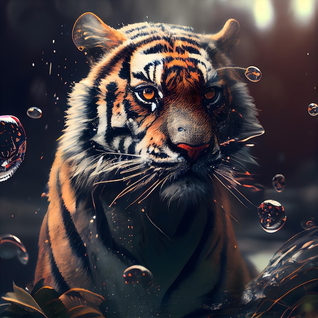 Tiger in the wild Artistic illustration of a tiger