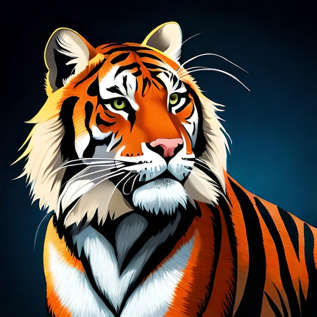 A tiger with a blue background and a black background.