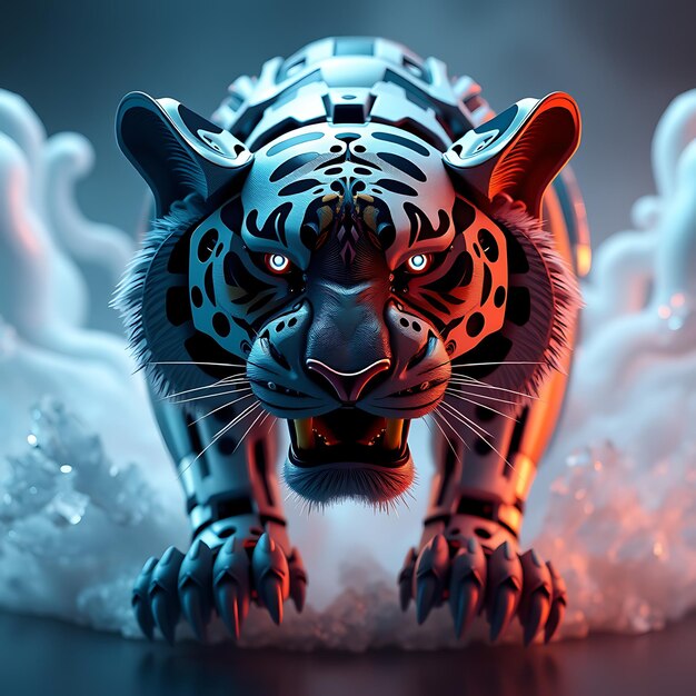 Photo a tiger with a blue background that says quot tiger quot