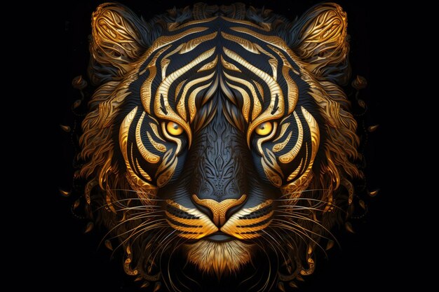 Tiger with golden details wildlife concept Generative AI