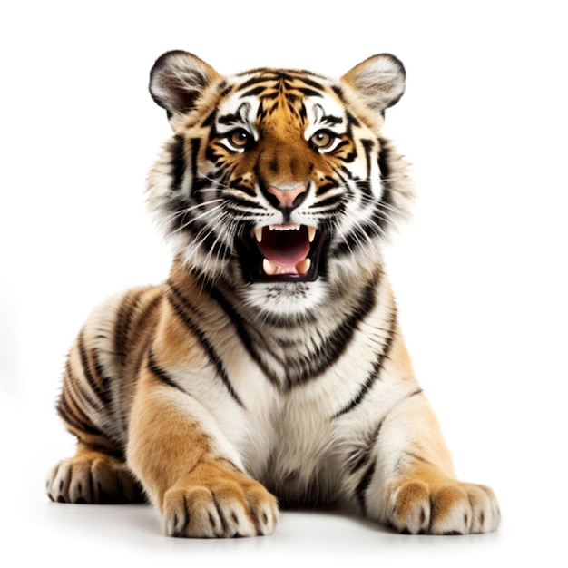 A tiger with the mouth open and the mouth open.