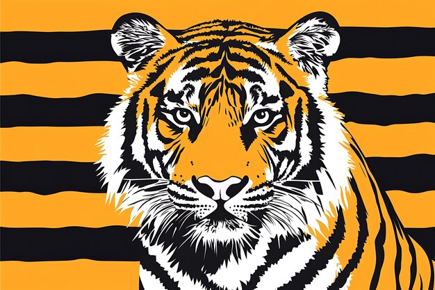 Photo a tiger with orange stripes and a white background