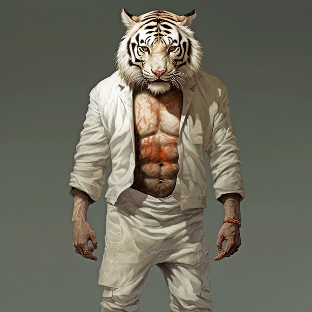 Photo a tiger with a tiger mask on it and the words tiger on the front