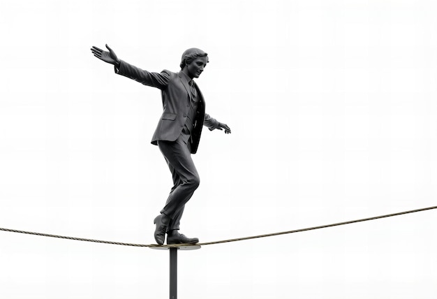 Photo tightrope walker statue on white background