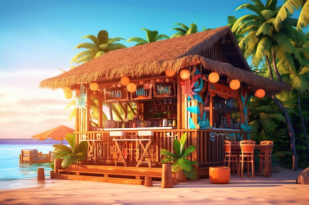 Tiki bar Ai art Tropical background