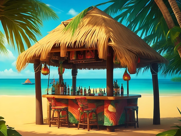 Tiki bar Tropical art background