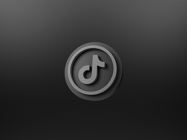 Tiktok 3d icon on dark background 3d rendering