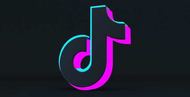 TikTok app icon isolated on a black background, Social media network for video