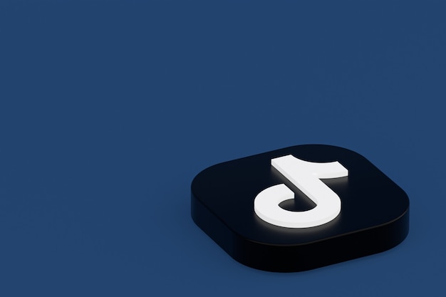 Tiktok application logo 3d rendering on blue background