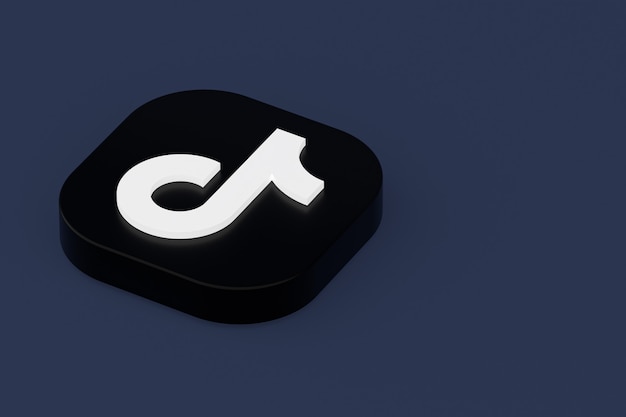 Tiktok application logo 3d rendering on blue background