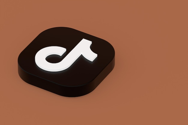 Tiktok application logo 3d rendering on brown background