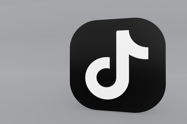 Tiktok application logo 3d rendering on gray background