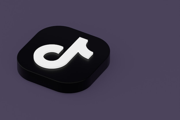 Tiktok application logo 3d rendering on Purple background