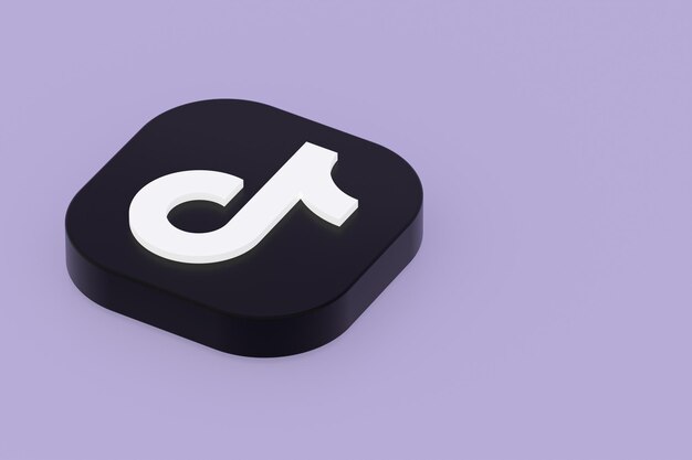 Tiktok application logo 3d rendering on Purple background