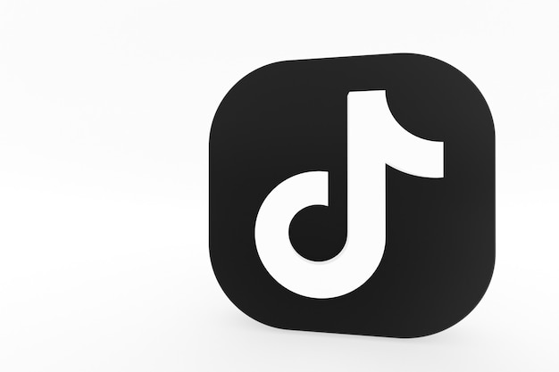 Tiktok application logo 3d rendering on white background