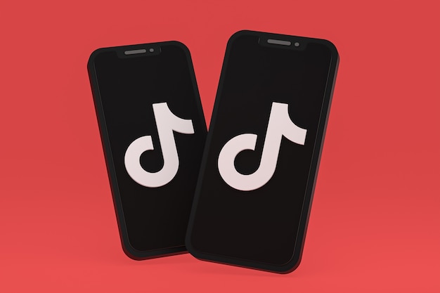 Tiktok icon on screen smartphone or mobile phone 3d render