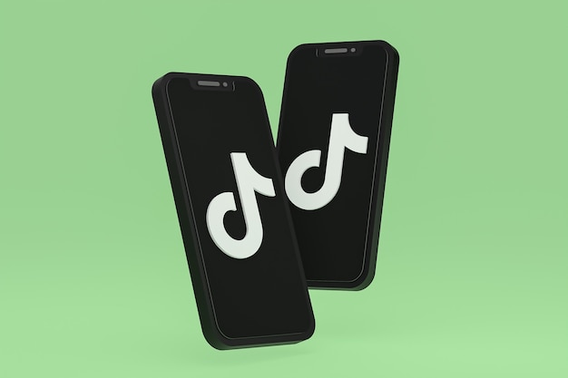 Tiktok icon on screen smartphone or mobile phone 3d render