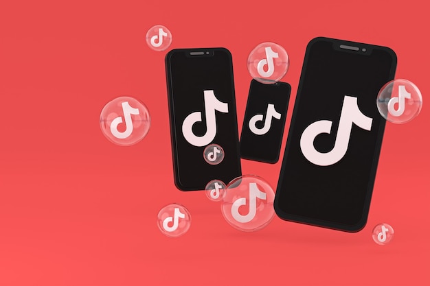 Tiktok icon on screen smartphone or mobile phone 3d render