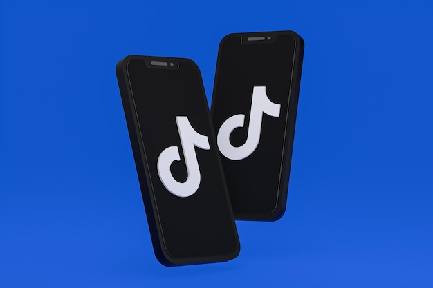 Tiktok icon on screen smartphone or mobile phone 3d render