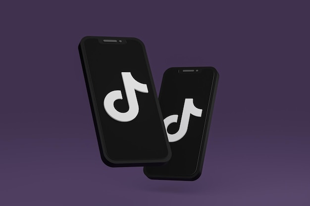 Tiktok icon on screen smartphone or mobile phone 3d render