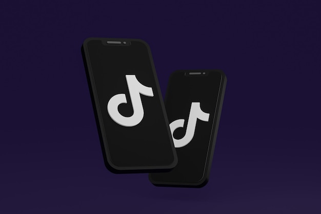 Tiktok icon on screen smartphone or mobile phone 3d render