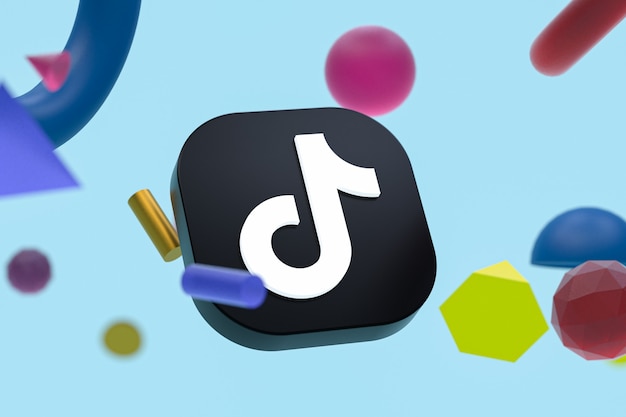 Tiktok logo on abstract geometric background