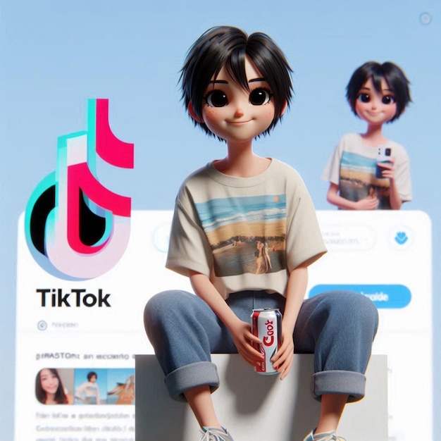 Photo tiktok profile design with male and female