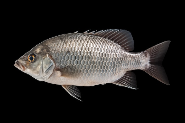 Photo tilapia fish isolated on a black background