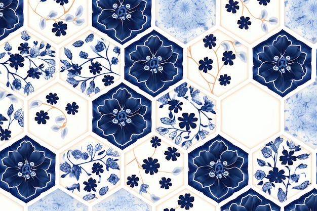 Photo tile pattern of hexagon art backgrounds porcelain