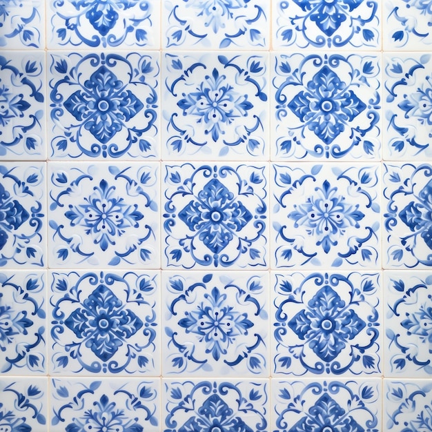 Photo tiles of blue pattern backgrounds white art