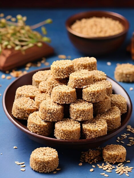 Photo tilgul sesame and jaggery sweets ai generated