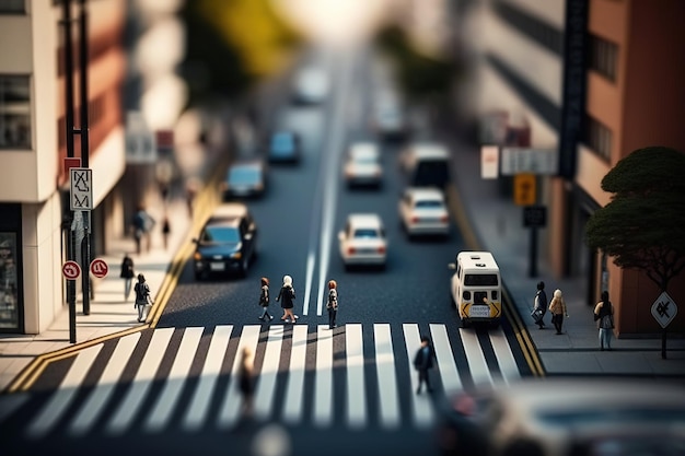 A tilt shift of the streets of a Japanese city Ai generated