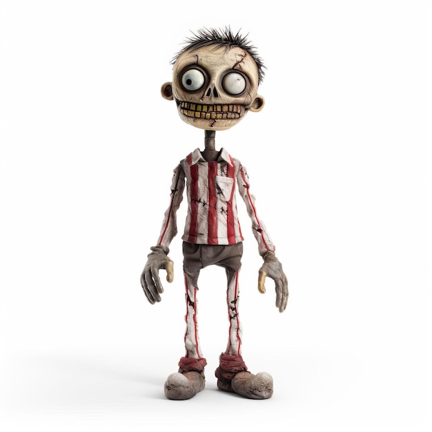 Photo tim burton inspired 3d zombie doll on white background