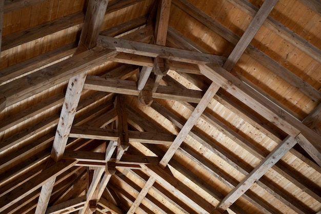 Timber frame in a courtyard