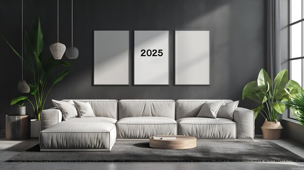 Time Capsule Chic 3D Render of 2025 Poster Frame Interior