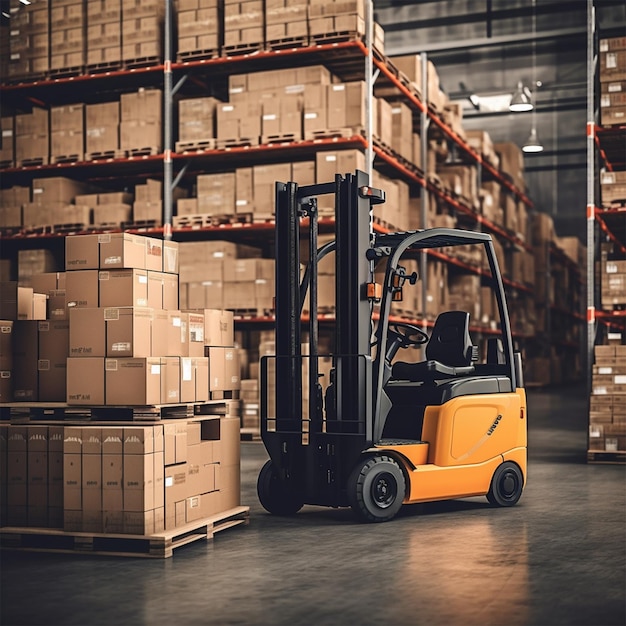 time to get things moving around here portrait of driver in a forklift on the factory floor cartoon