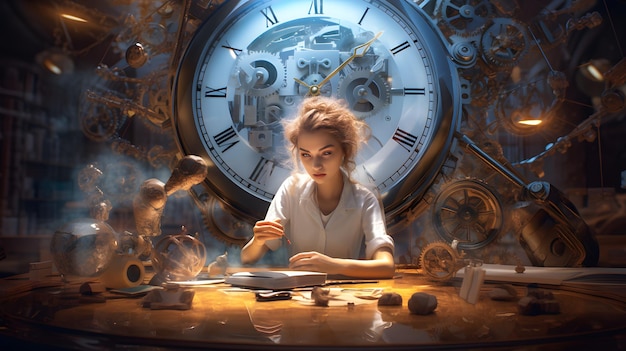 Time management concept a big clock visual art graphic fantasy illustration business idea concept