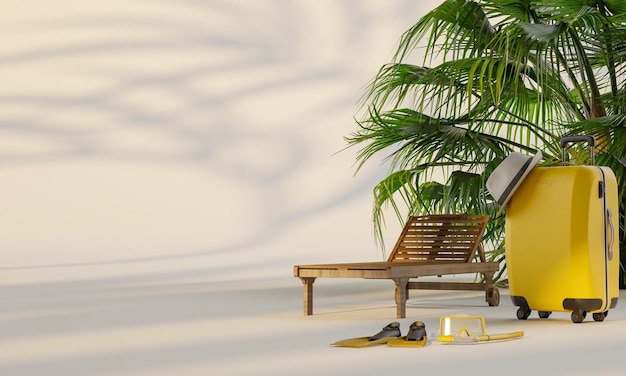 Time to travel concept for advertising with travel elements. 3D illustration.