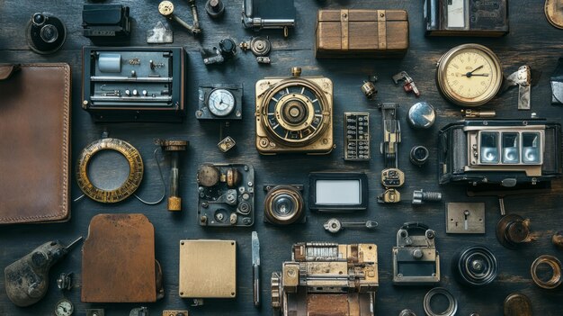 Photo time travel tech a flat lay of old and new gadgets