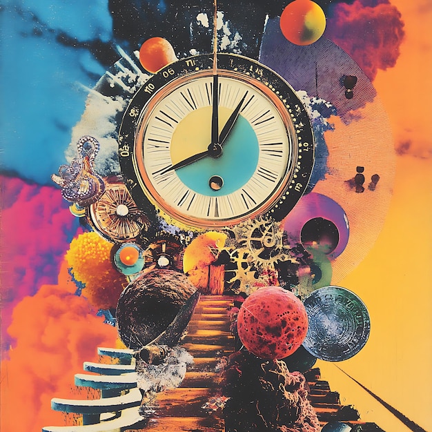 Photo time travel through abstract collage