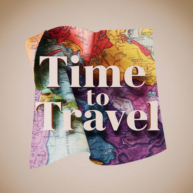 Photo time to travel vibrant 3d text design