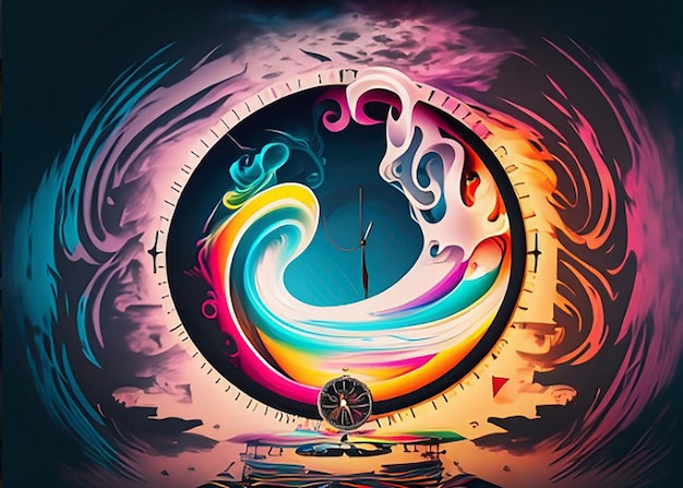 A time warp swirling colors and shapes creating a portal to the past