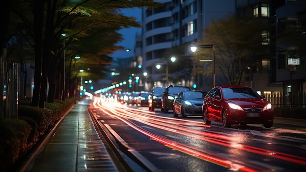 Timelapse photography of traffic on the road Blurred background