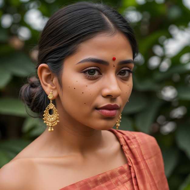 The Timeless Elegance of a Radiant Indian Maiden Draped in a Saree