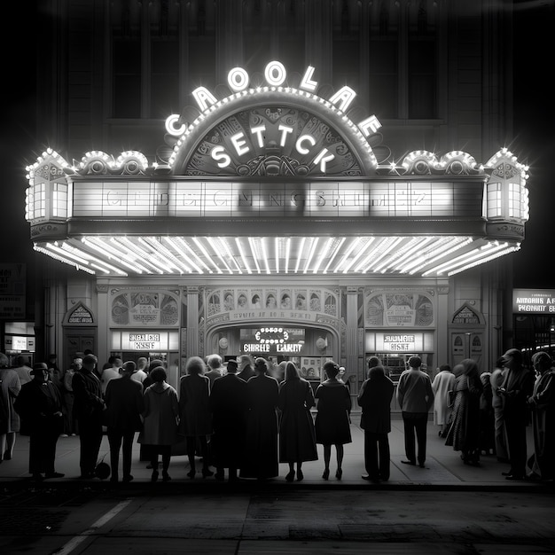 Photo a timeless night at the vintage cinema capturing the essence of classic movie theaters