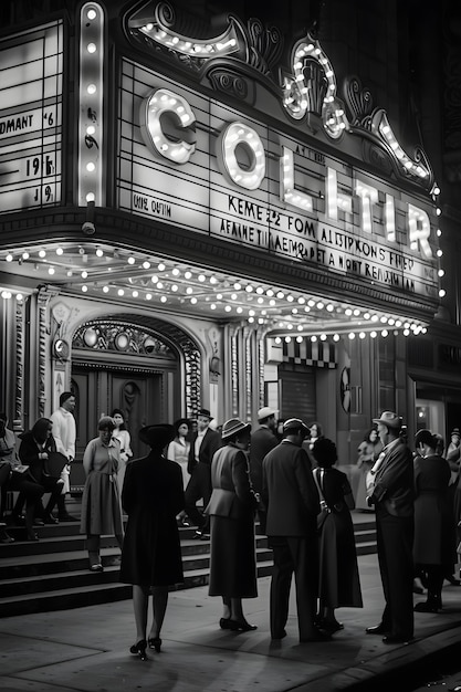 Photo a timeless night at the vintage cinema capturing the essence of classic movie theaters