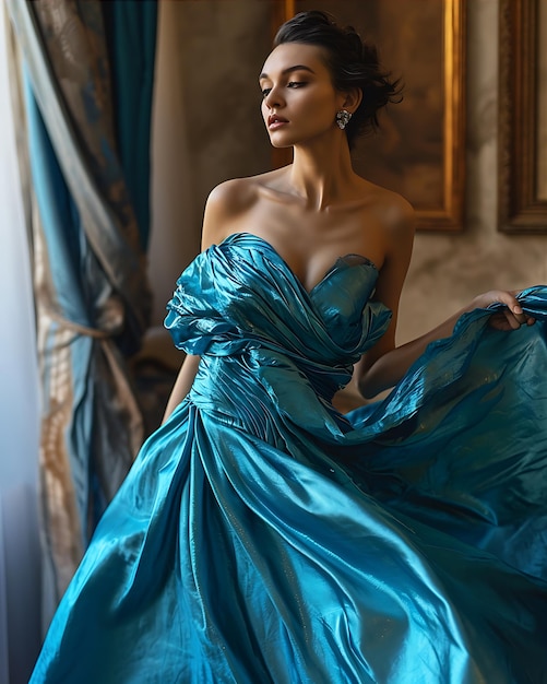 Timeless Style Blue Evening Dress Lady