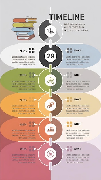 Timeline infographics template with six circles vector eps10 illustration