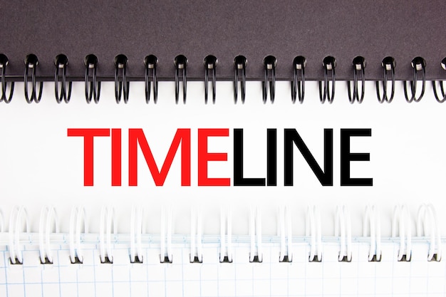 Timeline text concept on notepads Business concept text work schedule